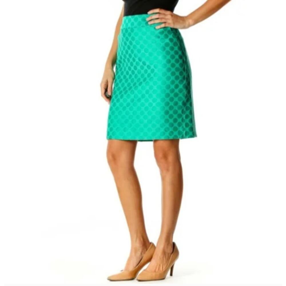 Banana Republic Factory Green Polka Dot Pencil Skirt Size 4 - Picture 1 of 10